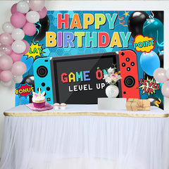 Lofaris Video Game Level Unlocked Boys Birthday Backdrop