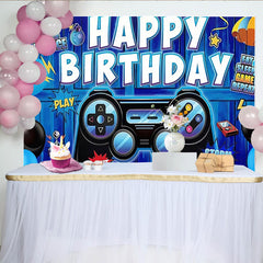 Lofaris Blue Game On Let's Bounce Birthday Backdrop Boys Party