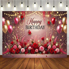 Lofaris Gorgeous Rose Birthday Party Backdrop for Women