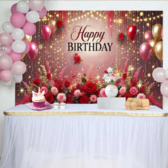Lofaris Gorgeous Rose Birthday Party Backdrop for Women