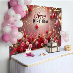 Lofaris Gorgeous Rose Birthday Party Backdrop for Women