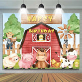 Lofaris Farm Animal Retro Birthday Party Backdrop