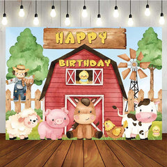 Lofaris Farm Animal Retro Birthday Party Backdrop