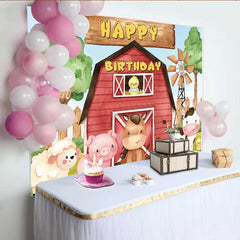 Lofaris Farm Animal Retro Birthday Party Backdrop
