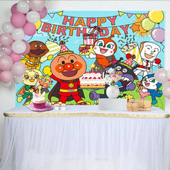Lofaris Superhero Anpanman Birthday Kids Party Backdrop