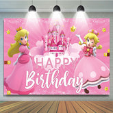 Lofaris Pink Bow Peach Princess Birthday Party Backdrop