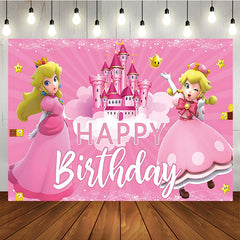 Lofaris Pink Bow Peach Princess Birthday Party Backdrop