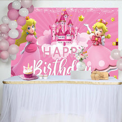 Lofaris Pink Bow Peach Princess Birthday Party Backdrop