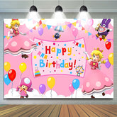 Lofaris Peach Princess Happy Birthday Backdrop for Girls