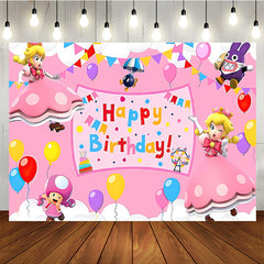 Lofaris Peach Princess Happy Birthday Backdrop for Girls