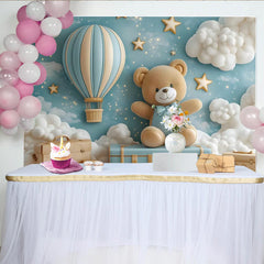 Lofaris Teddy Bears Hot Air Balloon Birthday Photo Backdrop