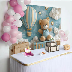 Lofaris Teddy Bears Hot Air Balloon Birthday Photo Backdrop