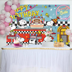 Lofaris Puppy Cartoon Happy Birthday Backdrop for Kids Party