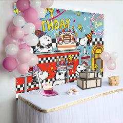 Lofaris Puppy Cartoon Happy Birthday Backdrop for Kids Party
