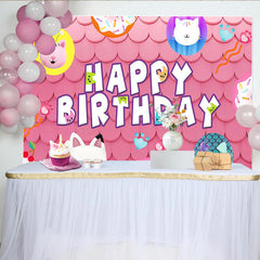 Lofaris Cartoon Dollhouse Birthday Party Backdrop for Girl