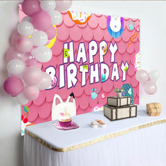 Lofaris Cartoon Dollhouse Birthday Party Backdrop for Girl