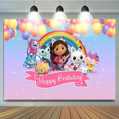 Lofaris Pink Happy Birthday Balloons Backdrop for Party