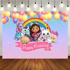 Lofaris Pink Happy Birthday Balloons Backdrop for Party