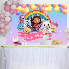 Lofaris Pink Happy Birthday Balloons Backdrop for Party