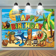 Lofaris Sahur Tralalo Cartoon Happy Birthday Party Backdrop
