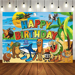 Lofaris Sahur Tralalo Cartoon Happy Birthday Party Backdrop