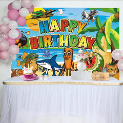 Lofaris Sahur Tralalo Cartoon Happy Birthday Party Backdrop