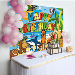 Lofaris Sahur Tralalo Cartoon Happy Birthday Party Backdrop