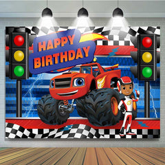 Lofaris Monster Vehicle Happy Birthday Backdrop for Boys Party