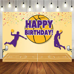 Lofaris Basketball Field Boys Happy Birthday Backdrop