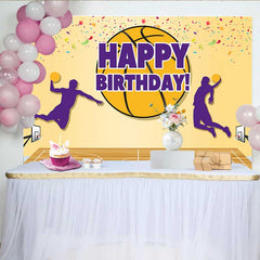 Lofaris Basketball Field Boys Happy Birthday Backdrop