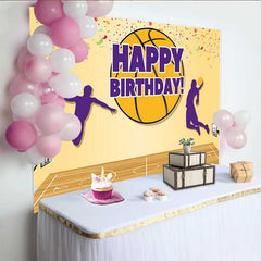 Lofaris Basketball Field Boys Happy Birthday Backdrop