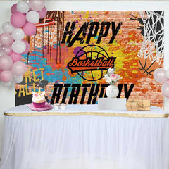 Lofaris Basketball Retro Graffiti Wall Birthday Party Backdrop