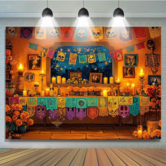 Lofaris Day Of The Dead Party Backdrop for Mexican Fiesta