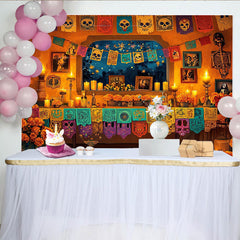 Lofaris Day Of The Dead Party Backdrop for Mexican Fiesta