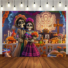 Lofaris Mexican Fiesta Dia De Los Day Of The Dead Backdrop for Party