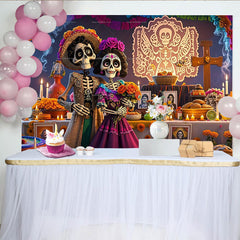 Lofaris Mexican Fiesta Dia De Los Day Of The Dead Backdrop for Party