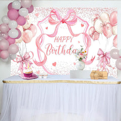Lofaris Pink Bow Tie Birthday Girls Party Backdrop