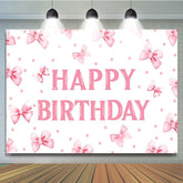 Lofaris Glitter Pink Bow Happy Birthday Backdrop for Girls