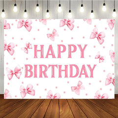 Lofaris Glitter Pink Bow Happy Birthday Backdrop for Girls