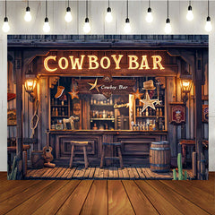 Lofaris Retro Western Bar Birthday Party Backdrop for Men