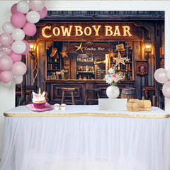 Lofaris Retro Western Bar Birthday Party Backdrop for Men