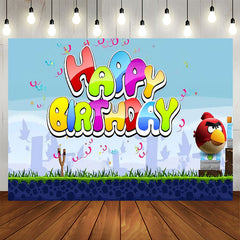 Lofaris Cartoon Angry Birds Birthday Party Backdrop for kids