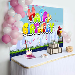Lofaris Cartoon Angry Birds Birthday Party Backdrop for kids