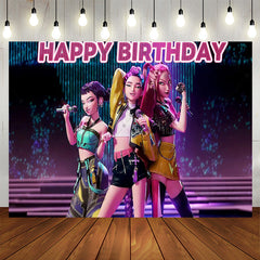Lofaris KPop Girl Demoned Hunters Birthday Party Backdrop