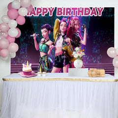 Lofaris KPop Girl Demoned Hunters Birthday Party Backdrop
