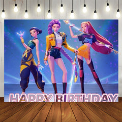 Lofaris KPop Girl Happy Birthday Party Backdrop for Decor