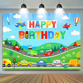 Lofaris Cartoon Transportation Car Birthday Backdrop for Boy