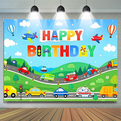 Lofaris Cartoon Transportation Car Birthday Backdrop for Boy