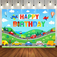 Lofaris Cartoon Transportation Car Birthday Backdrop for Boy