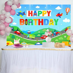 Lofaris Cartoon Transportation Car Birthday Backdrop for Boy